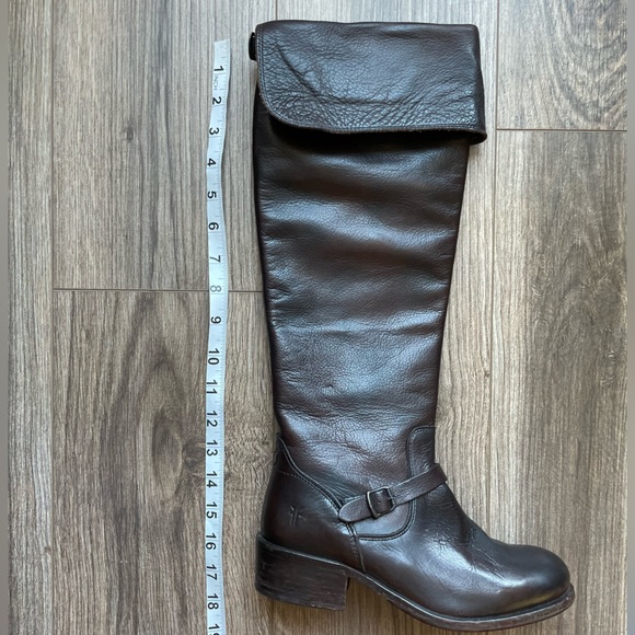 Frye Shirley Over the Knee Brown Leather Riding Boots | 6 - Picture 11 of 16